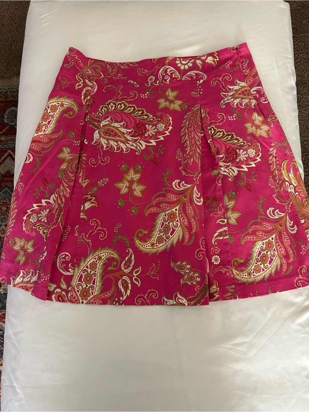 George Hot Pink Paisley A-Line Skirt with Gold Accents